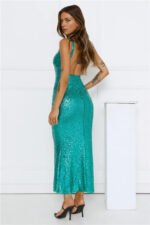 Big Deal Energy Sequin Maxi Dress Green - Image 4
