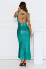 Big Deal Energy Sequin Maxi Dress Green - Image 5