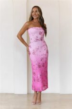 Bloom With Me Strapless Sequin Midi Dress Pink - Image 2