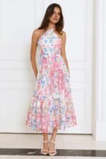 Wexalora Halter Midi Dress Pink - Image 2