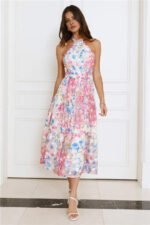 Wexalora Halter Midi Dress Pink - Image 3