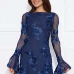 Bright Breezy Long Sleeve Mesh Mini Dress Navy
