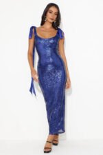 Camera Flash Sequin Maxi Dress Blue - Image 2