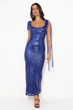 Camera Flash Sequin Maxi Dress Blue - Image 4