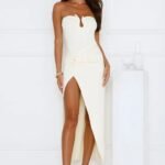 Caviar Please Strapless Midi Dress Yellow