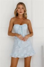 Delightful Dreams Strapless Mini Dress Blue - Image 4