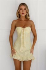 Delightful Dreams Strapless Mini Dress Yellow - Image 2