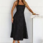 Disco Daze Halter Midi Dress Black