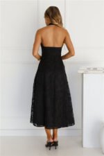 Disco Daze Halter Midi Dress Black - Image 4
