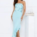 Enchanted Affection Strapless Sequin Midi Dress Blue