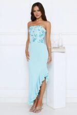 Enchanted Affection Strapless Sequin Midi Dress Blue - Image 2