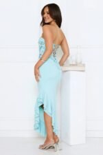Enchanted Affection Strapless Sequin Midi Dress Blue - Image 5