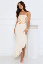 Enchanted Affection Strapless Sequin Midi Dress Yellow - Image 3