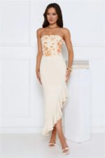 Enchanted Affection Strapless Sequin Midi Dress Yellow - Image 2