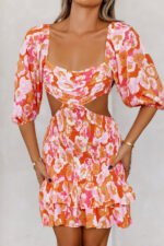 Exotic Blooming Girl Mini Dress Print - Image 4