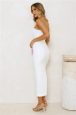 Floral Sparkle Strapless Midi Dress White - Image 6