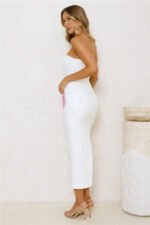 Floral Sparkle Strapless Midi Dress White - Image 7