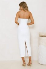 Floral Sparkle Strapless Midi Dress White - Image 8