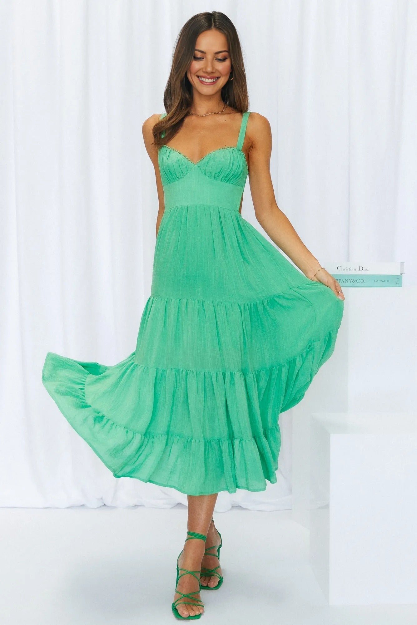FreshlyBrewedMidiDressGreen1 Freshly Brewed Midi Dress Green - Image 1