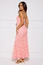 Glitter Wave Sequin Maxi Dress Peach - Image 5