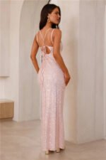 Glittering Magic Sequin Maxi Dress Pink - Image 4