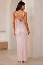 Glittering Magic Sequin Maxi Dress Pink - Image 5
