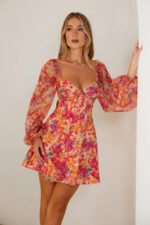 Janeiro Sun Long Sleeve Mini Dress Pink - Image 2