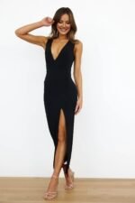 Late Night Texts Maxi Dress Black - Image 4