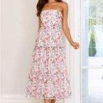 Like Wearing Poetry Strapless Midi Dress Pink