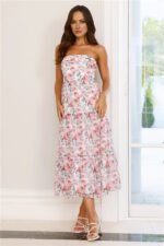 Like Wearing Poetry Strapless Midi Dress Pink - Image 2