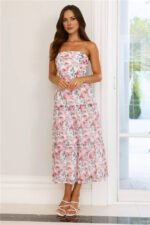 Like Wearing Poetry Strapless Midi Dress Pink - Image 4