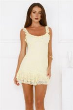 Little Sultry Lace Mini Dress Yellow - Image 2