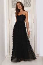 Lovers In Paris Strapless Tulle Maxi Dress Black - Image 2