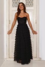 Lovers In Paris Strapless Tulle Maxi Dress Black - Image 4