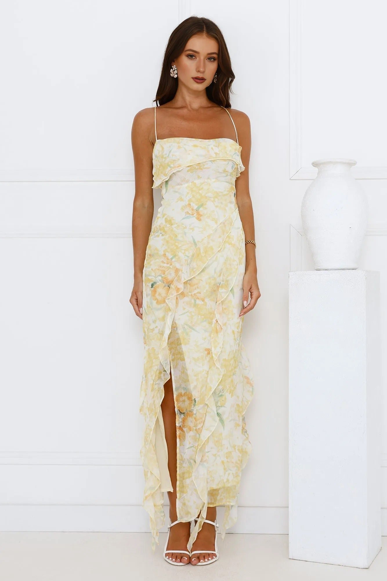 LushReverieMidiDressYellow1 Lush Reverie Midi Dress Yellow - Image 1