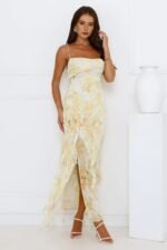 Lush Reverie Midi Dress Yellow - Image 3