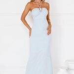 Minimalist Luxe Halter Midi Dress Blue