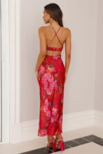 On A Escape Satin Midi Dress Red - Image 5