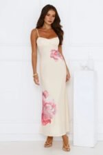 Paradise Glow Mesh Midi Dress Yellow