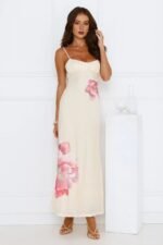 Paradise Glow Mesh Midi Dress Yellow - Image 2