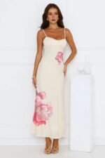 Paradise Glow Mesh Midi Dress Yellow - Image 3