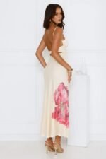 Paradise Glow Mesh Midi Dress Yellow - Image 4