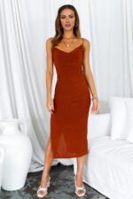 Party Lover Midi Dress Rust