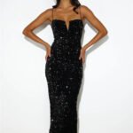 Party Mood Sequin Maxi Dress Black