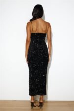 Party Mood Sequin Maxi Dress Black - Image 5