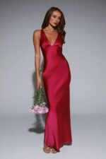 Wexalora Satin Maxi Dress Berry - Image 5