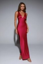 Wexalora Satin Maxi Dress Berry - Image 6