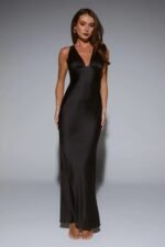 Wexalora Satin Maxi Dress Black - Image 2