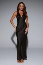 Wexalora Satin Maxi Dress Black - Image 4
