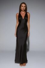 Wexalora Satin Maxi Dress Black - Image 5